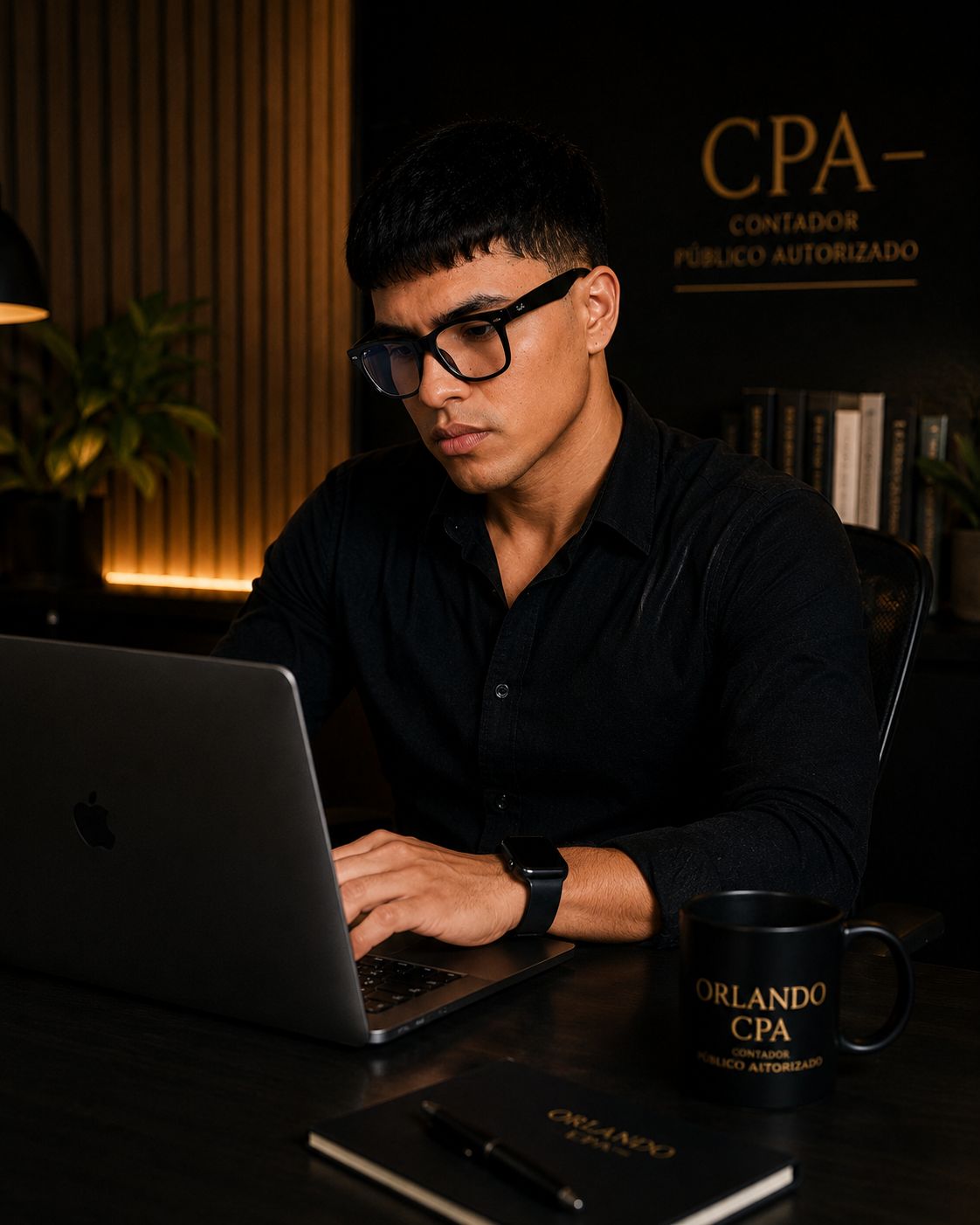 Orlando Mojica Fuentes, CPA Panamá, en su escritorio